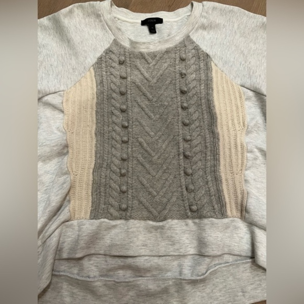 J.Crew  XL Very comfy grey sweatshirt with wool front detail.
